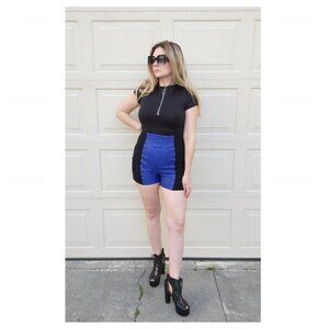 Vintage Wilson's Leather Cobalt and Black Colorblock‎ Shorts
